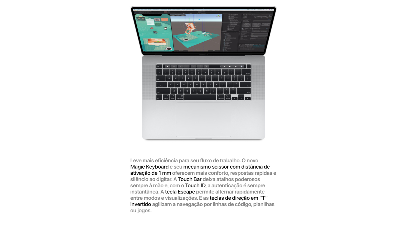 MacBook Pro Retina 16 Space Grey Intel Core I7 9 ª Geração 16GB RAM 512GB SSD Touch Bar/Touch ID-MVVJ2BZ/A